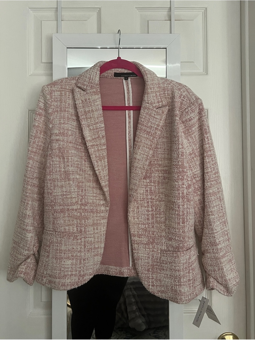 Amanda & Chelsea Blush Pink Tweed Blazer Jacket